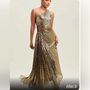 Luxxel gold sequin cutout dress